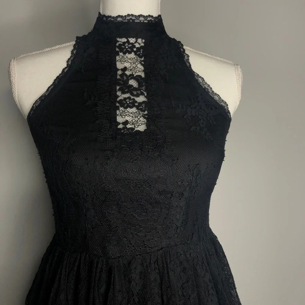 Free People Verushka Black Lace Mini Dress